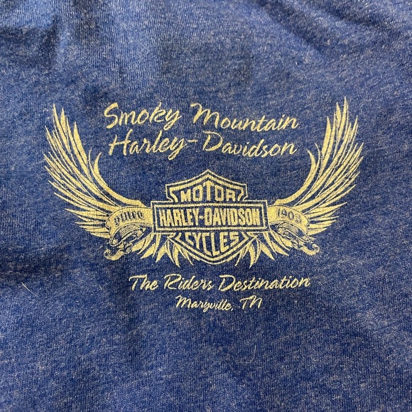 Women’s Harley Davidson Smoky Mountain Blue T-Shirt - Picture 3 of 4